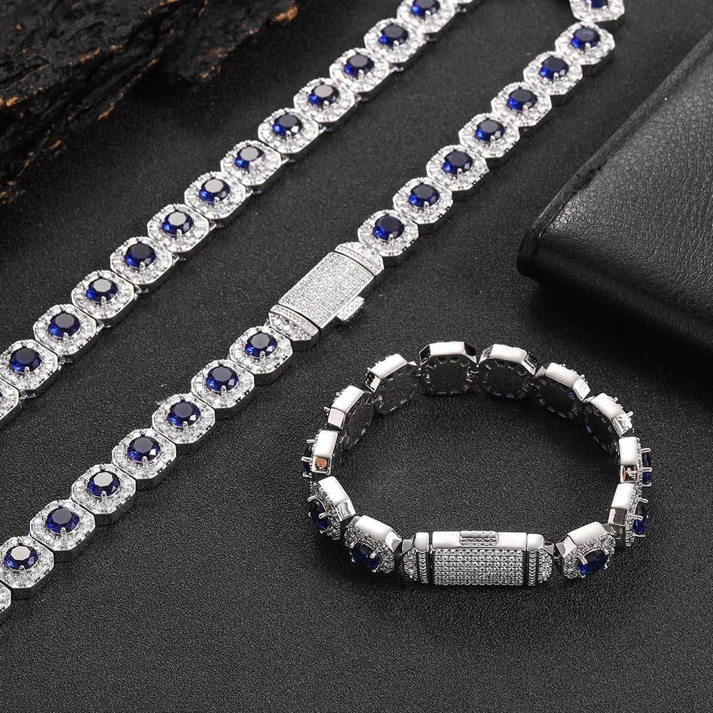 CARÁTIX 12mm Rainbow CZ Hip Hop Chain Necklace & Bracelet Set - CaratixJewelry